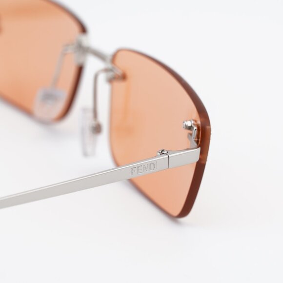 Fendi FE4172US 16J Sunglasses Silver Rectangle Frame, Red Lenses main image 5